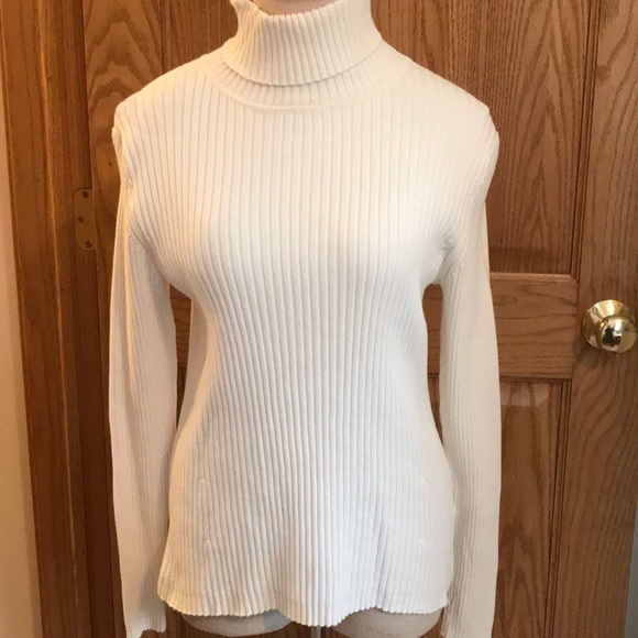 Gap Stretch Cream Ribbed Turtleneck 